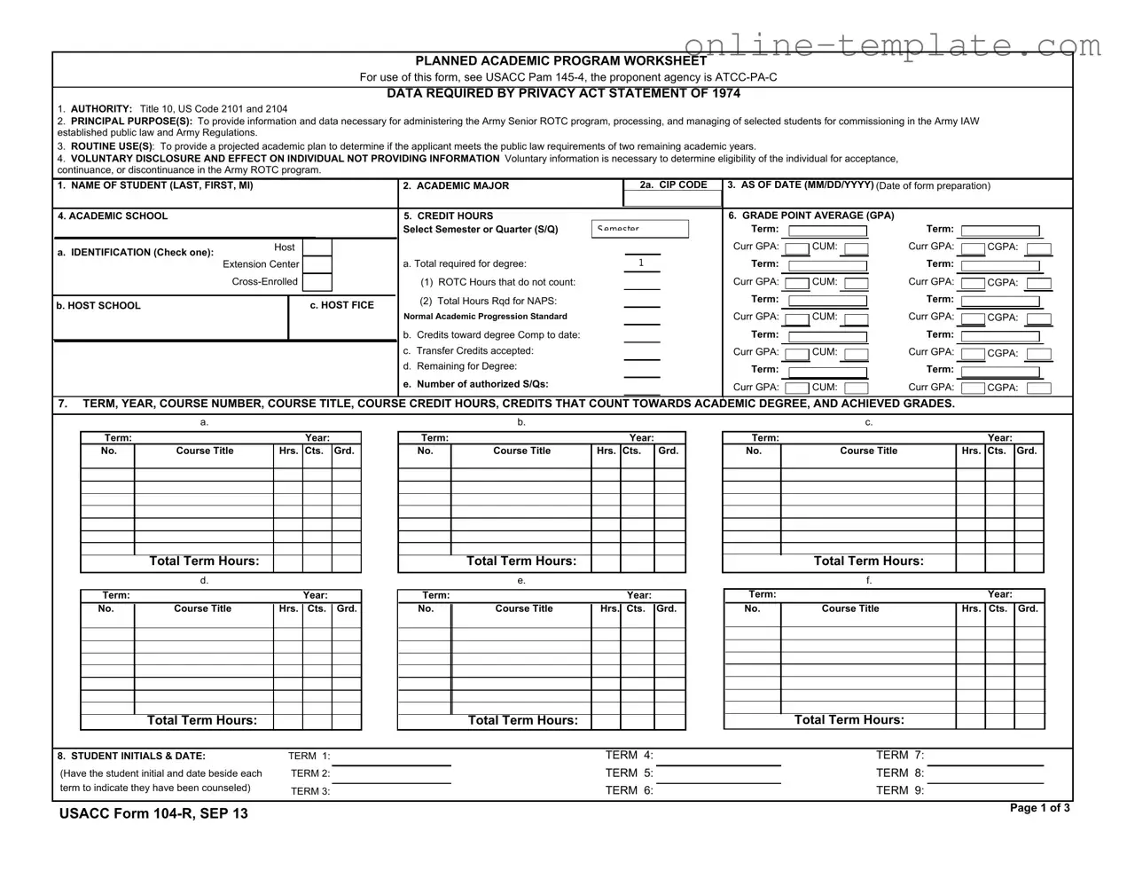 Free 104 R PDF Template