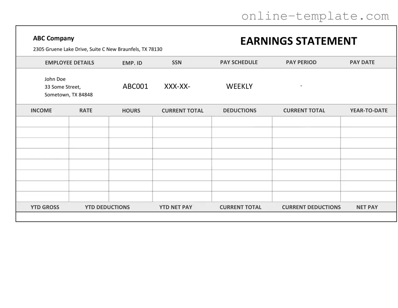Free Independent Contractor Pay Stub PDF Template
