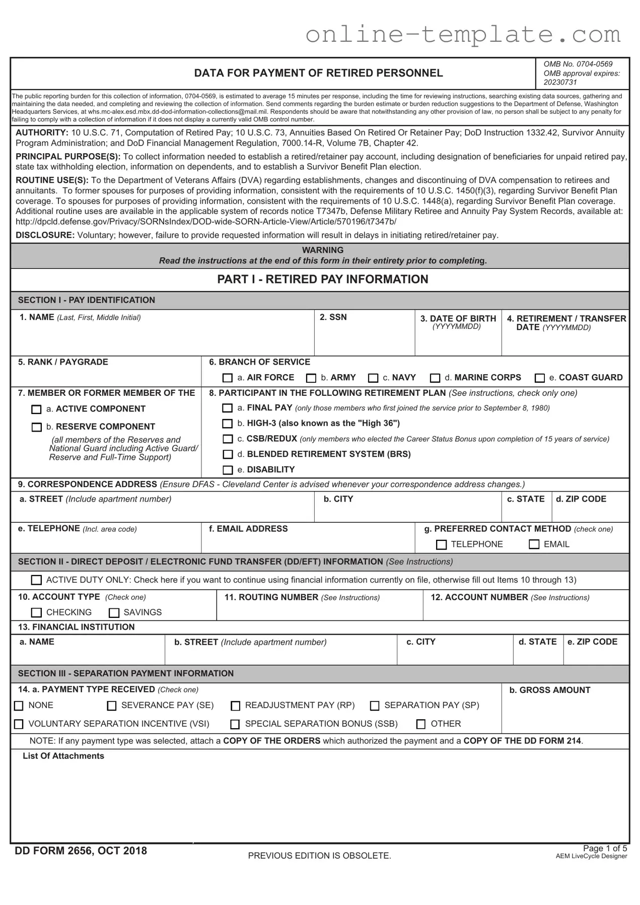 Free DD 2656 PDF Template