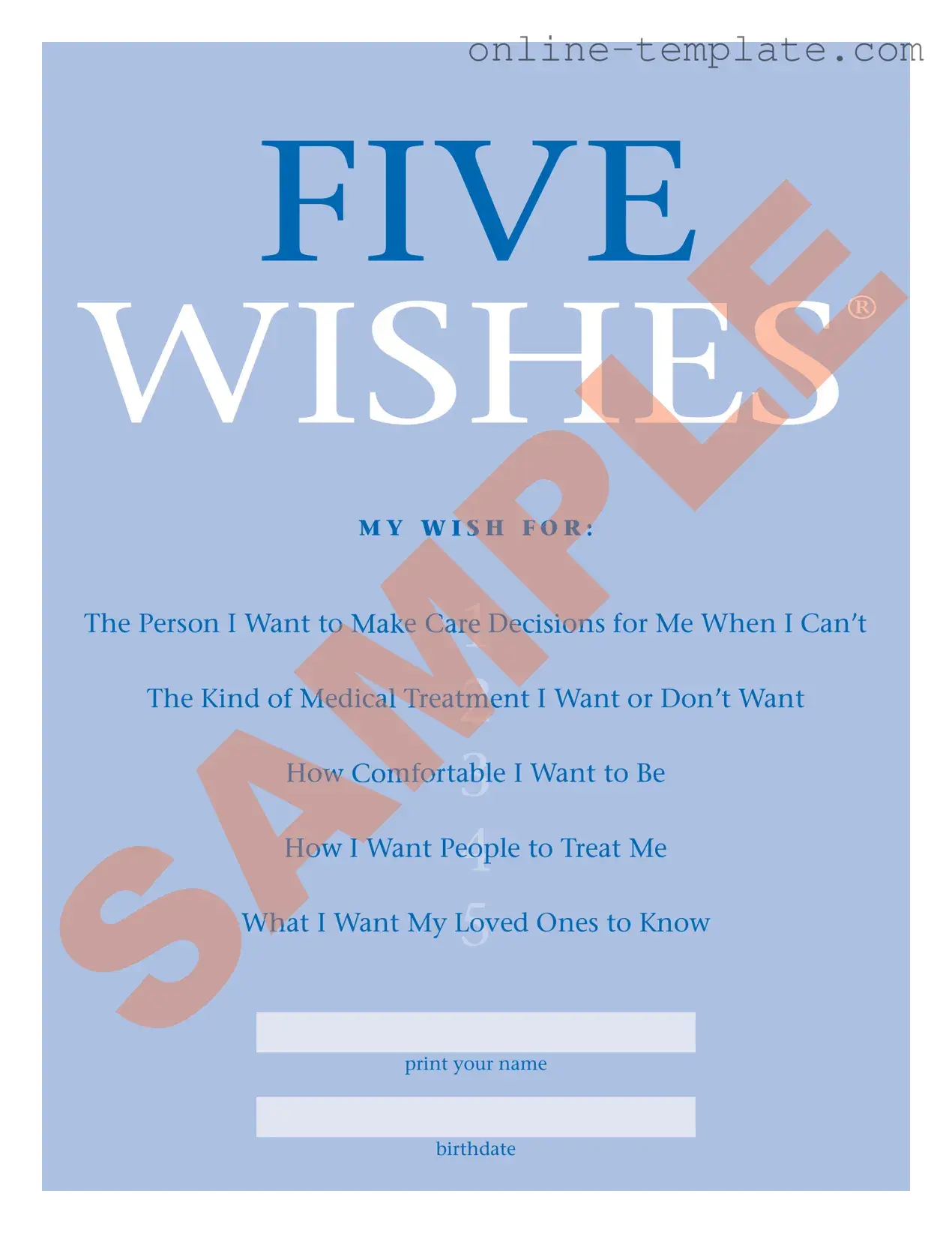 Free 5 Wishes Document PDF Template