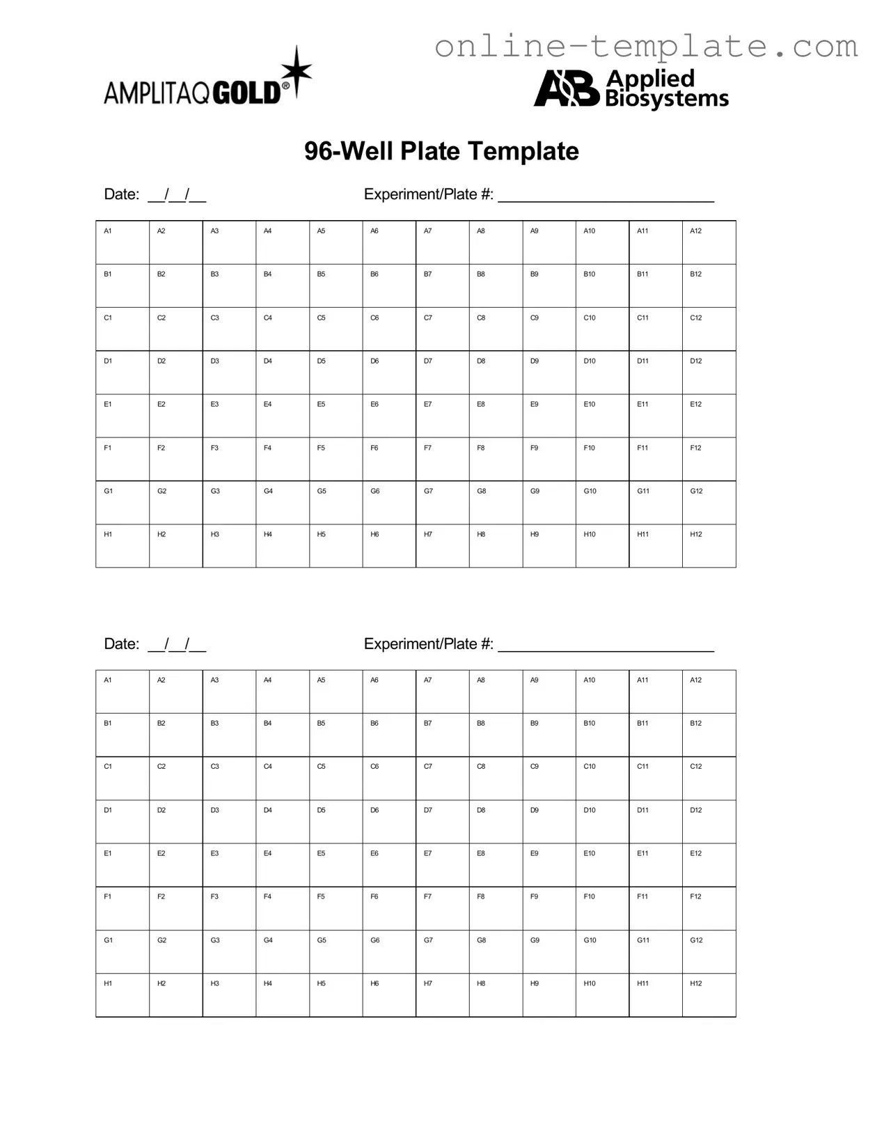 Free 96 Well PDF Template