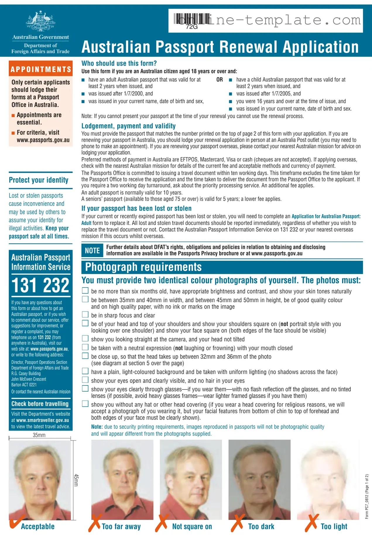 Free Australian Passport Renewal PDF Template