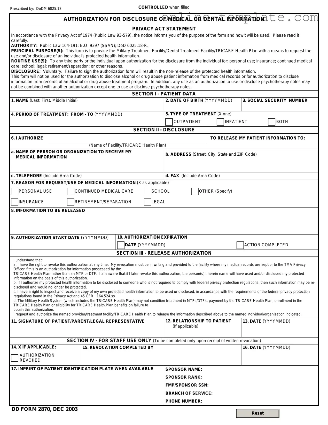 Free DD 2870 PDF Template