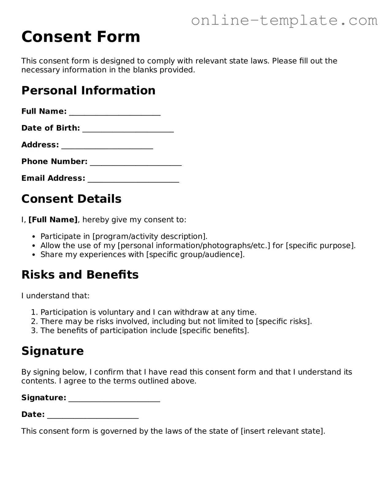 Official Consent Template