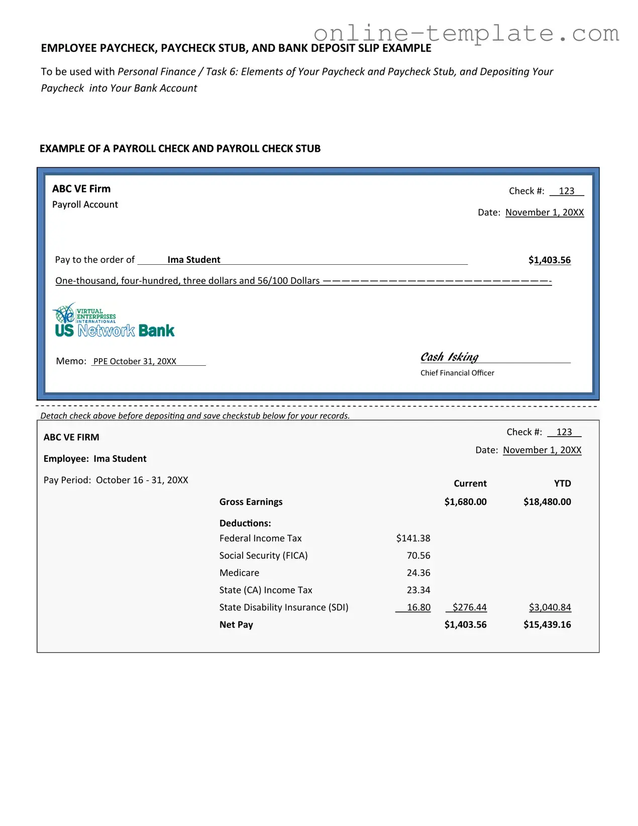 Free Payroll Check PDF Template