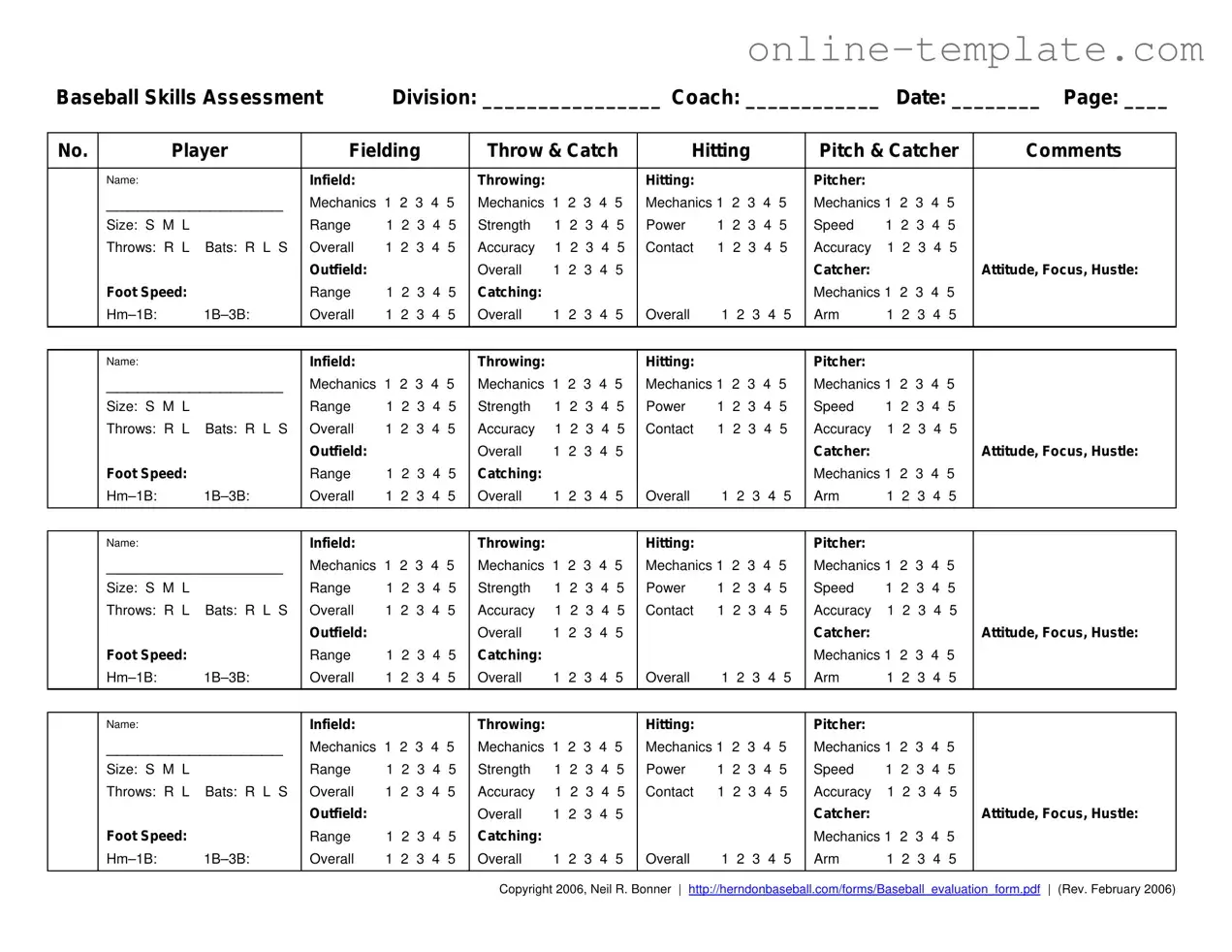 Free Baseball Assessment PDF Template