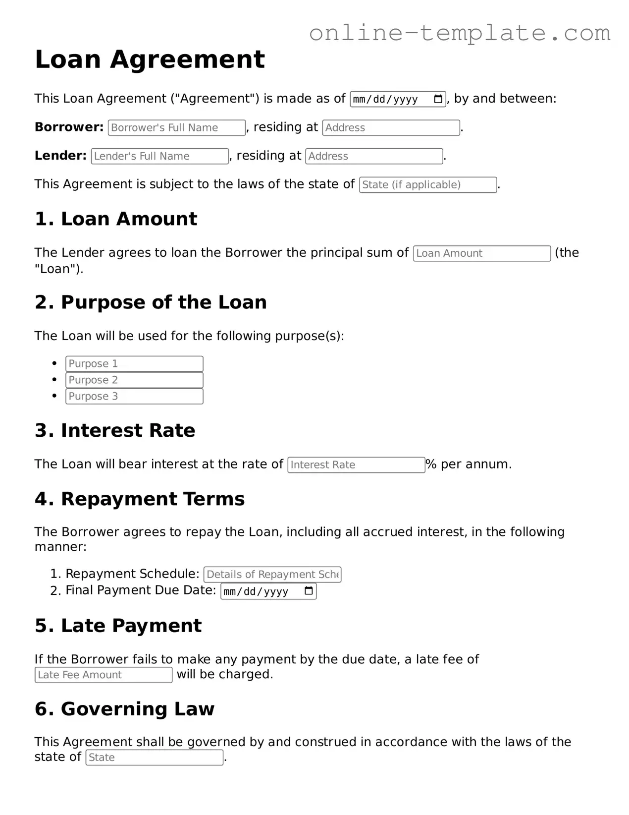 Official Loan Agreement Template