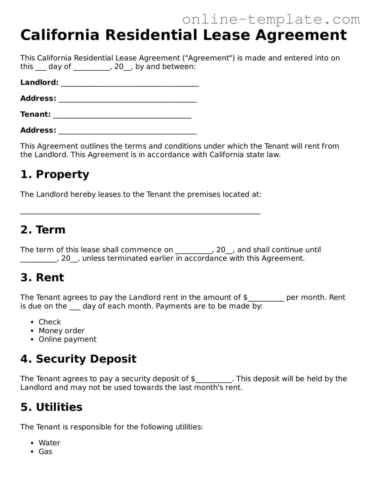 Attorney-Verified  Residential Lease Agreement Template for California