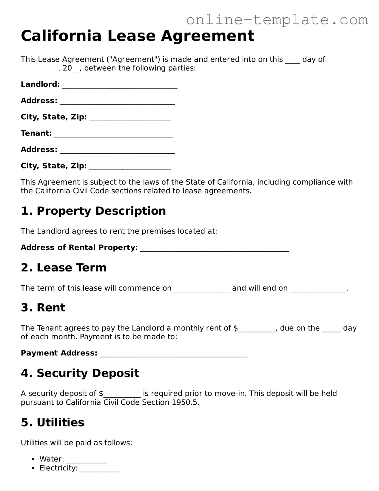 Attorney-Verified  Lease Agreement Template for California