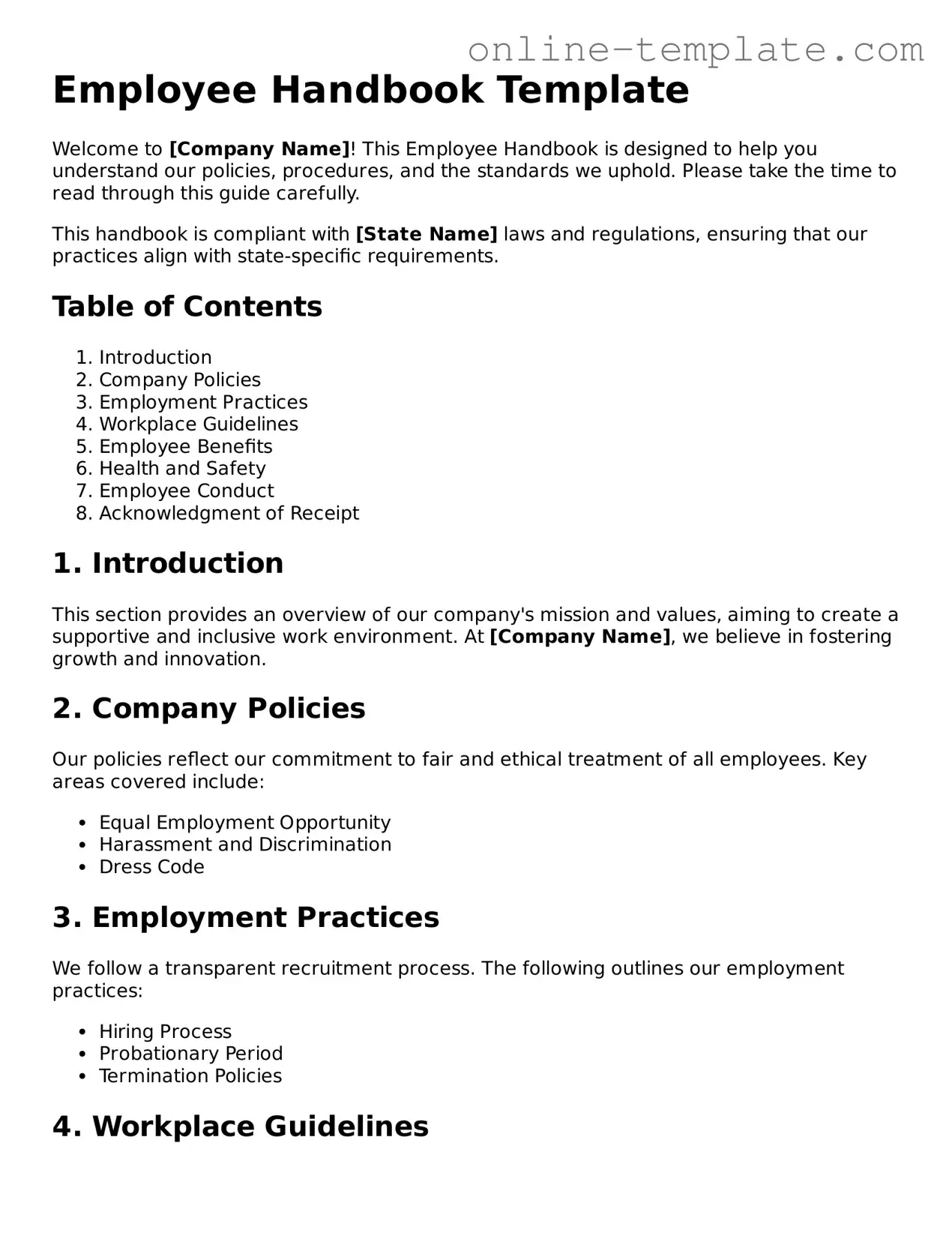 Official Employee Handbook Template