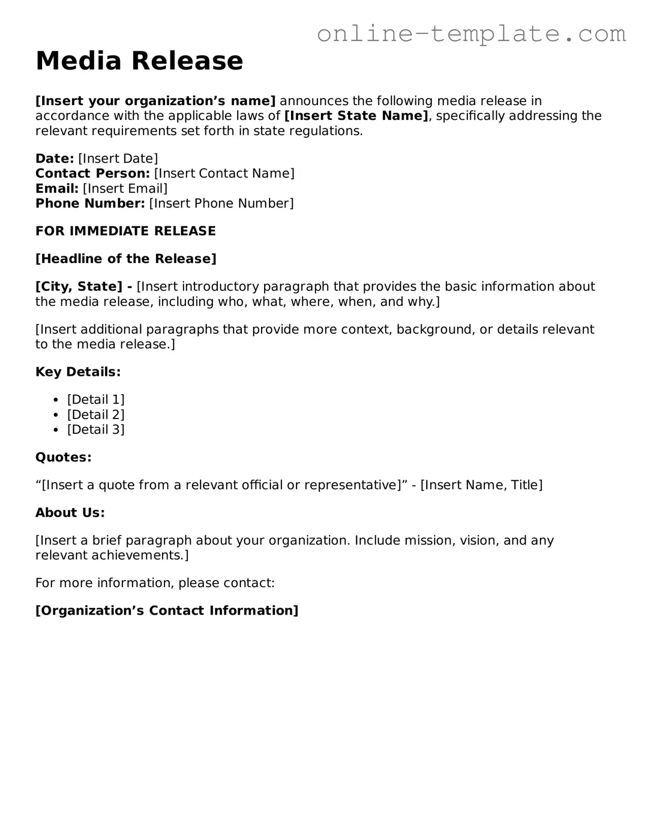 Official Media Release Template