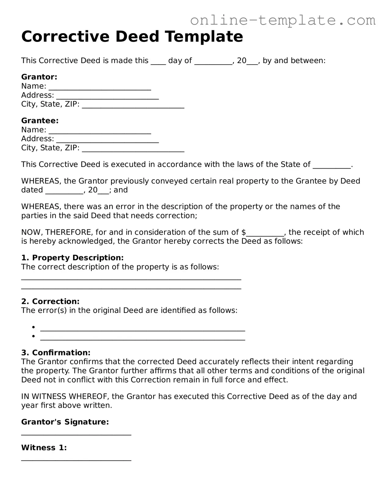 Official Corrective Deed Template