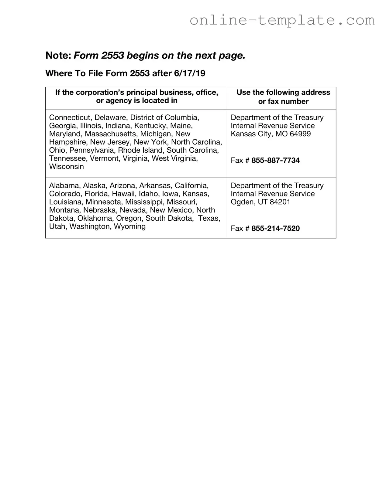 Free IRS 2553 PDF Template