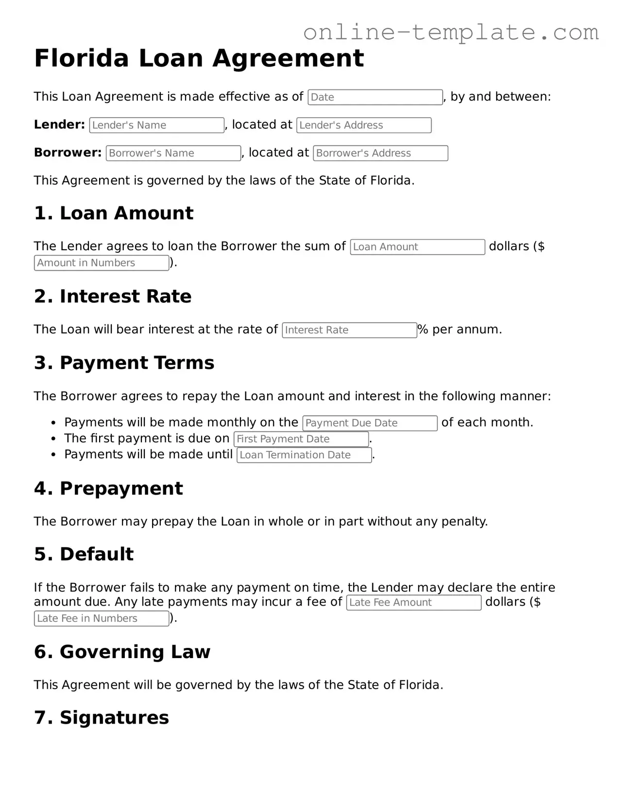 Attorney-Verified  Loan Agreement Template for Florida