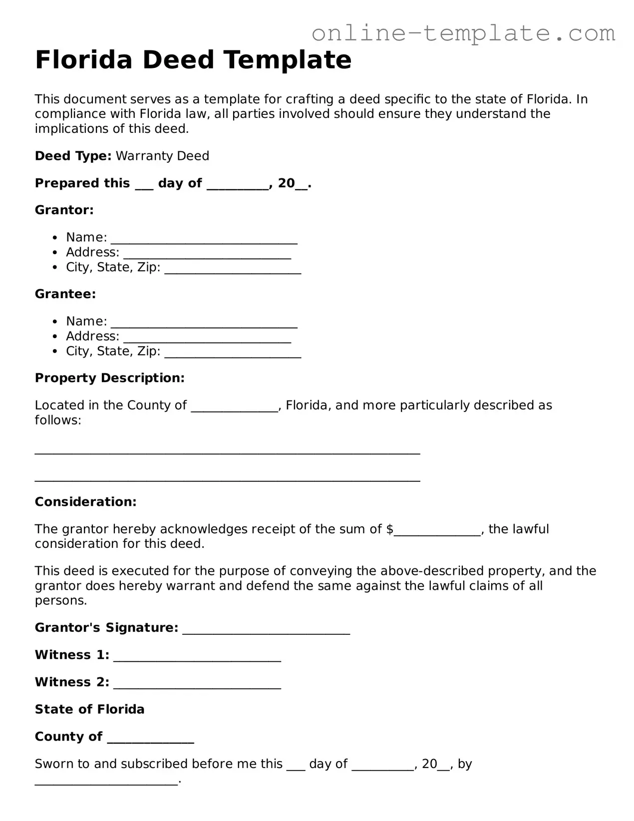 Attorney-Verified  Deed Template for Florida