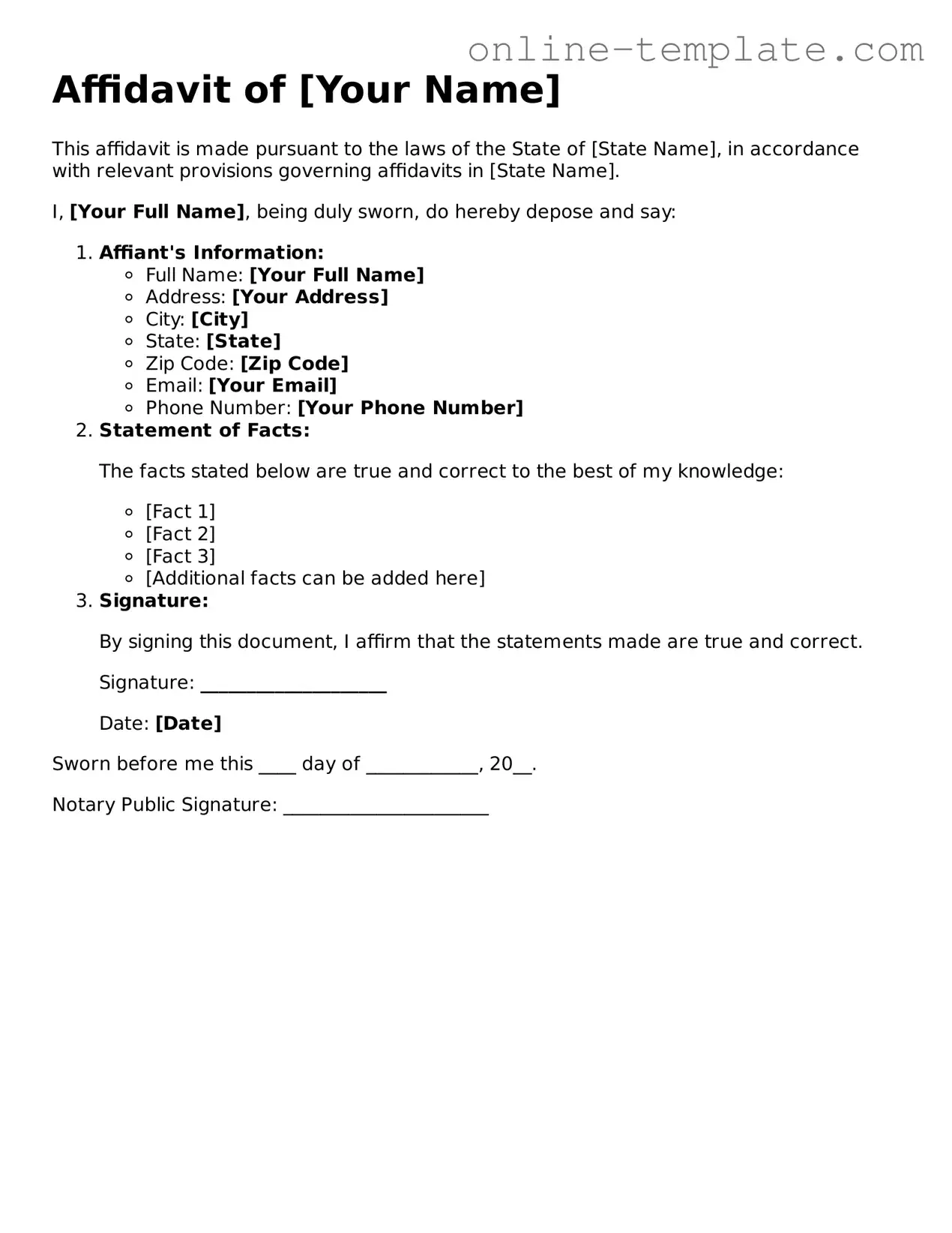 Official Affidavit Template