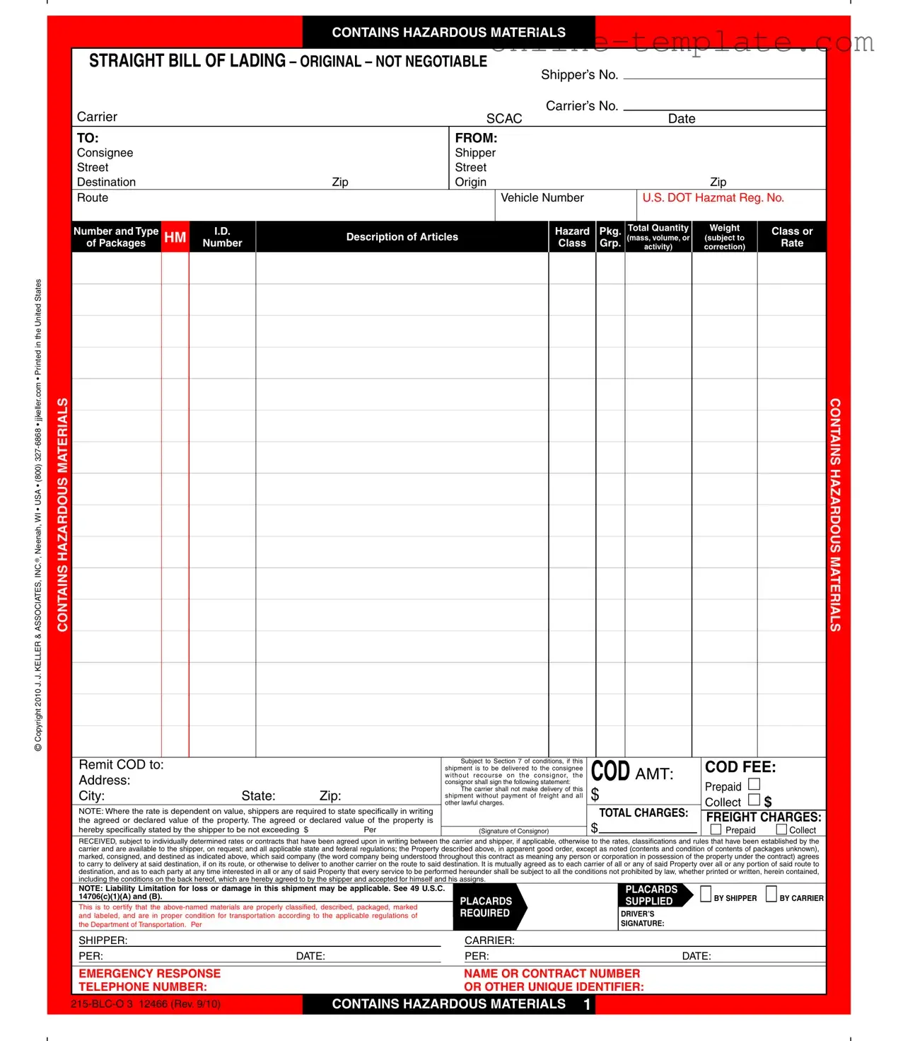 Free Hazard Bill Of Ladden PDF Template