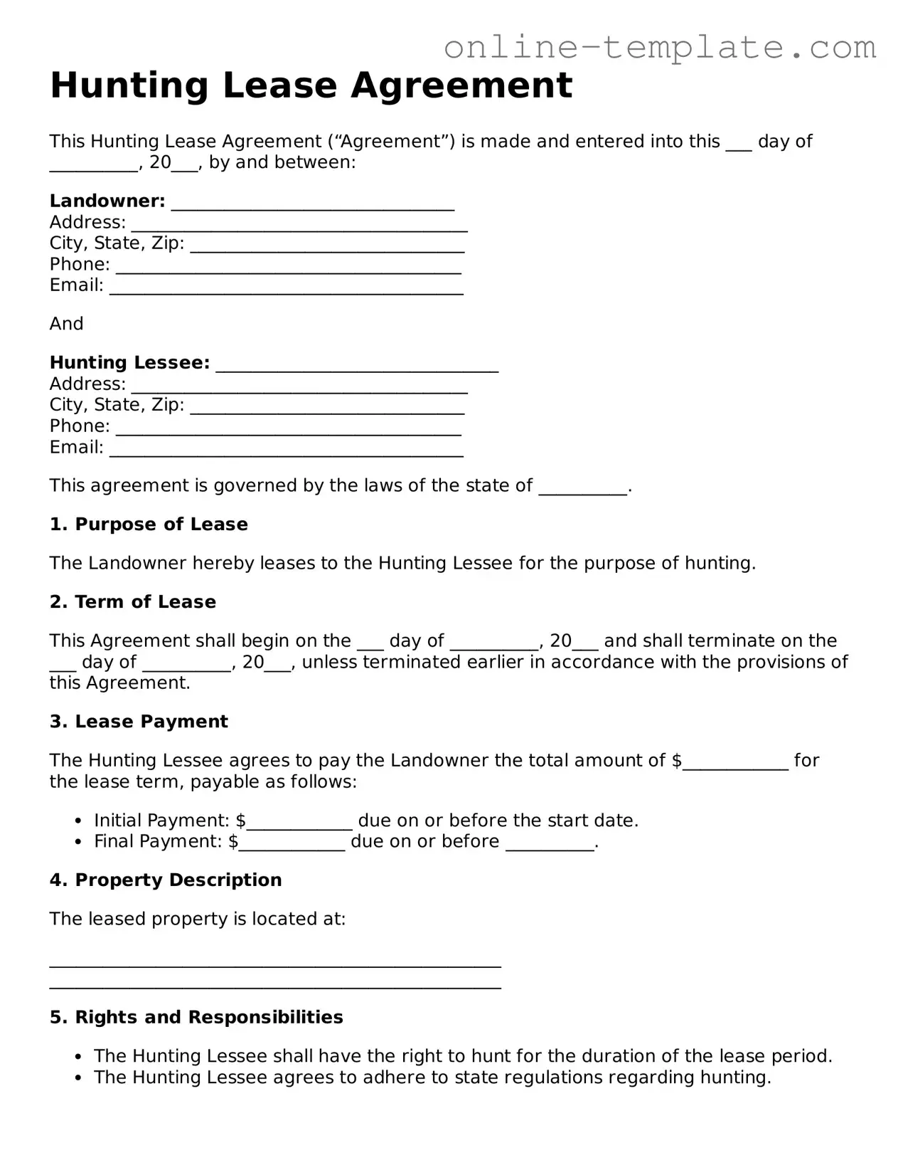 Official Hunting Lease Agreement Template