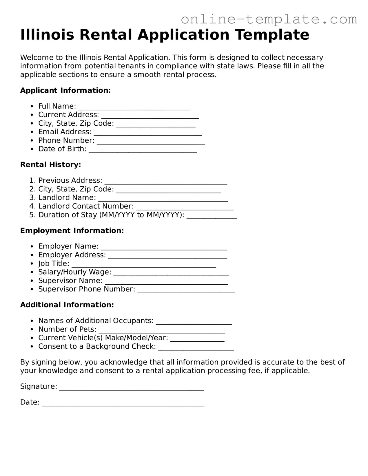 Attorney-Verified  Rental Application Template for Illinois