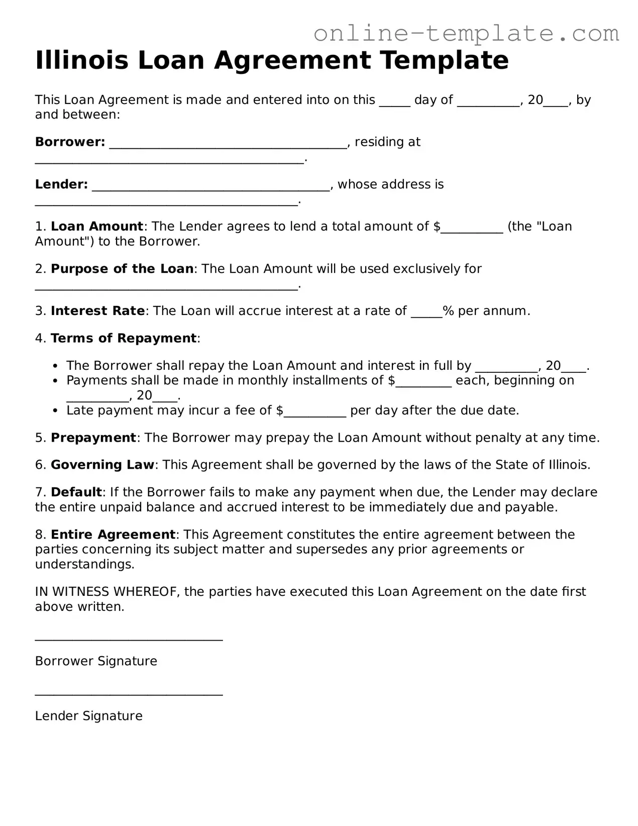 Attorney-Verified  Loan Agreement Template for Illinois