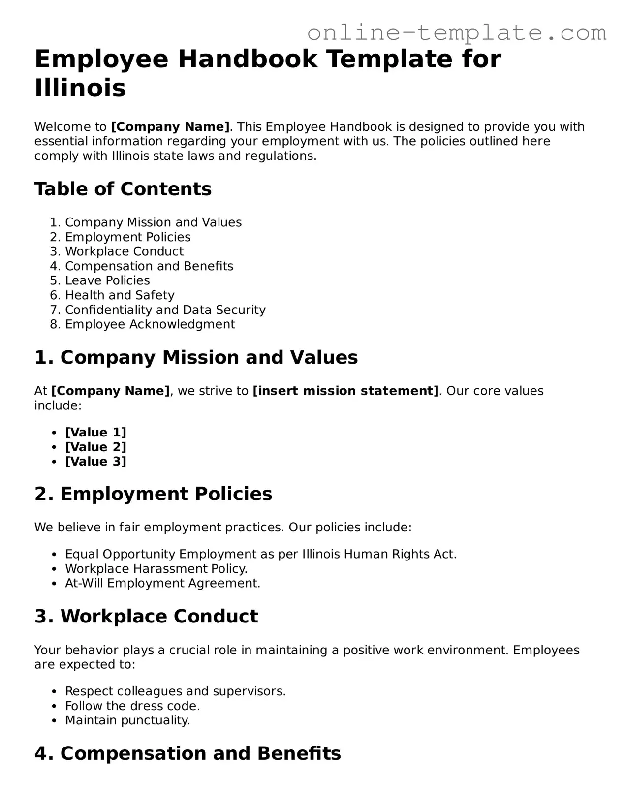Attorney-Verified  Employee Handbook Template for Illinois