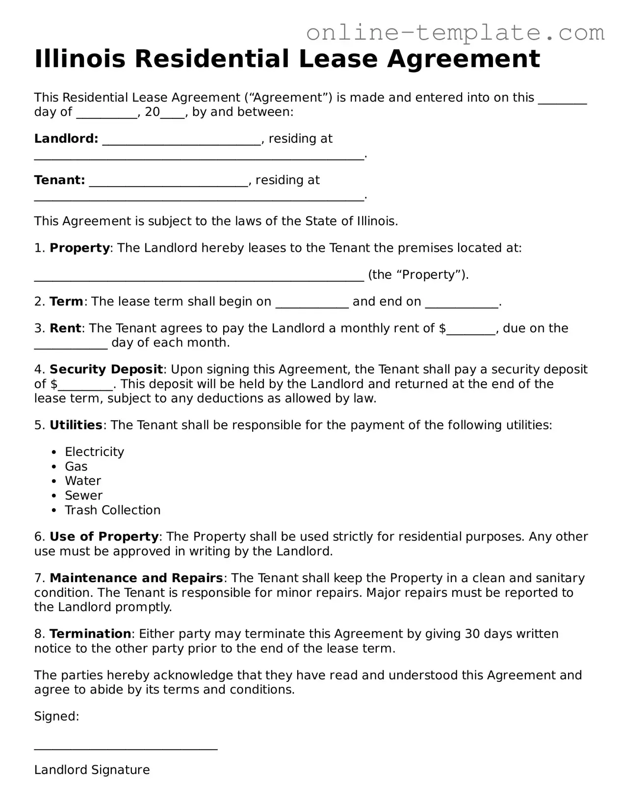 Attorney-Verified  Residential Lease Agreement Template for Illinois