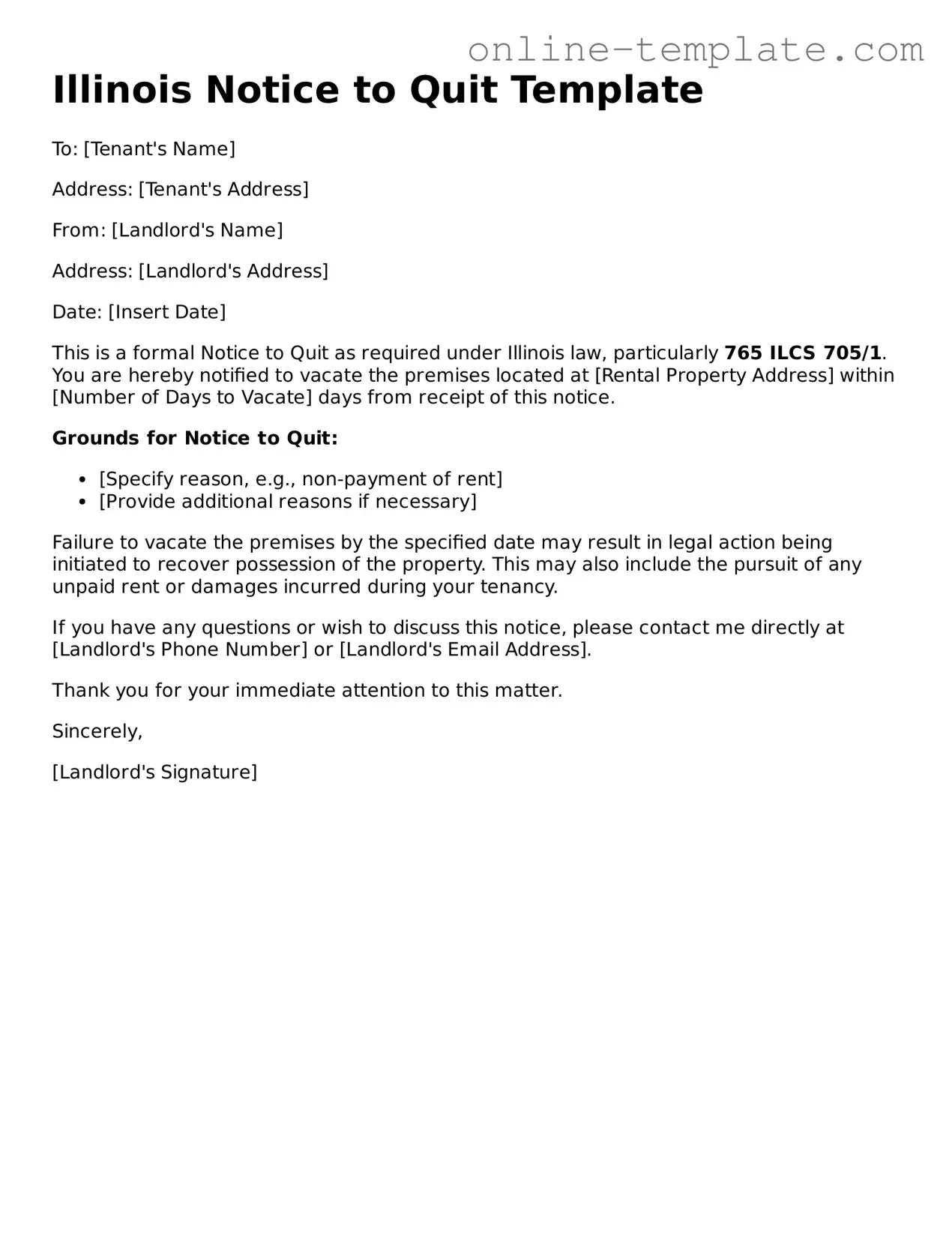 Attorney-Verified  Notice to Quit Template for Illinois