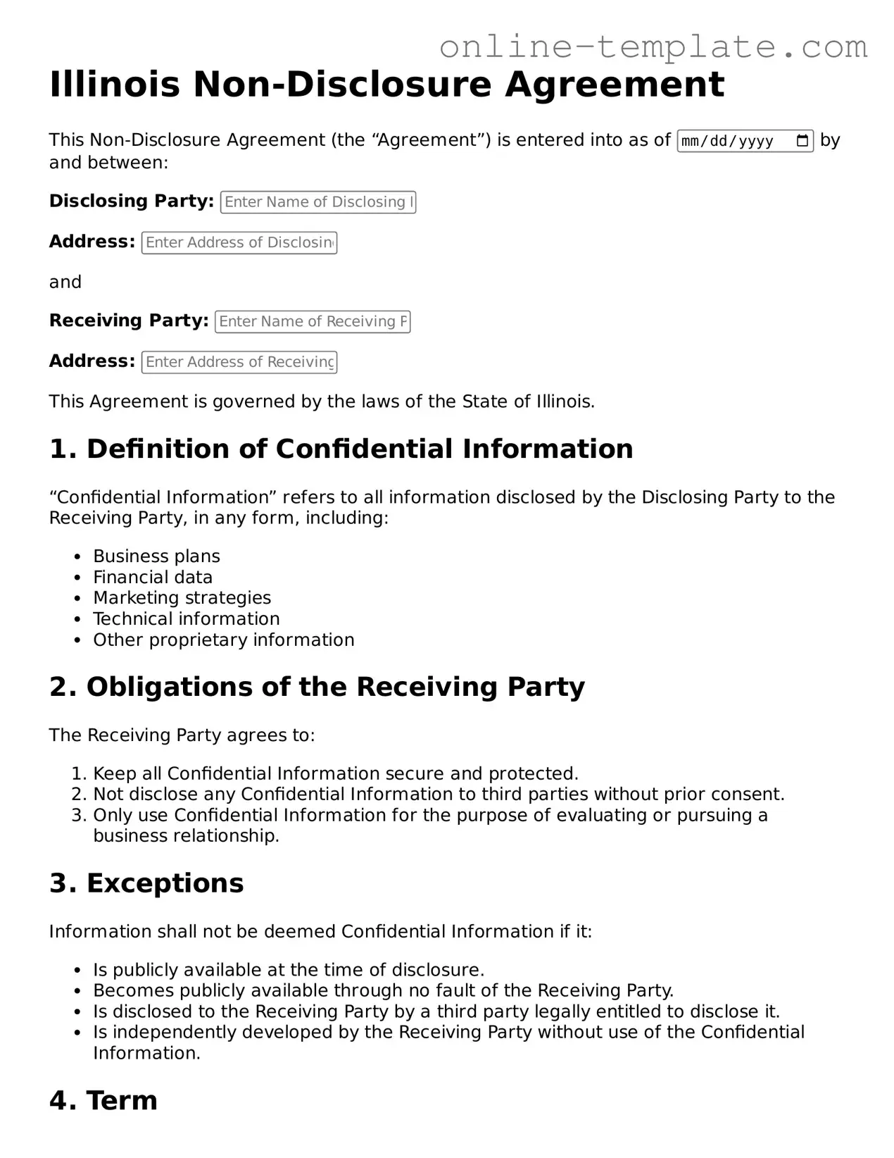 Attorney-Verified  Non-disclosure Agreement Template for Illinois