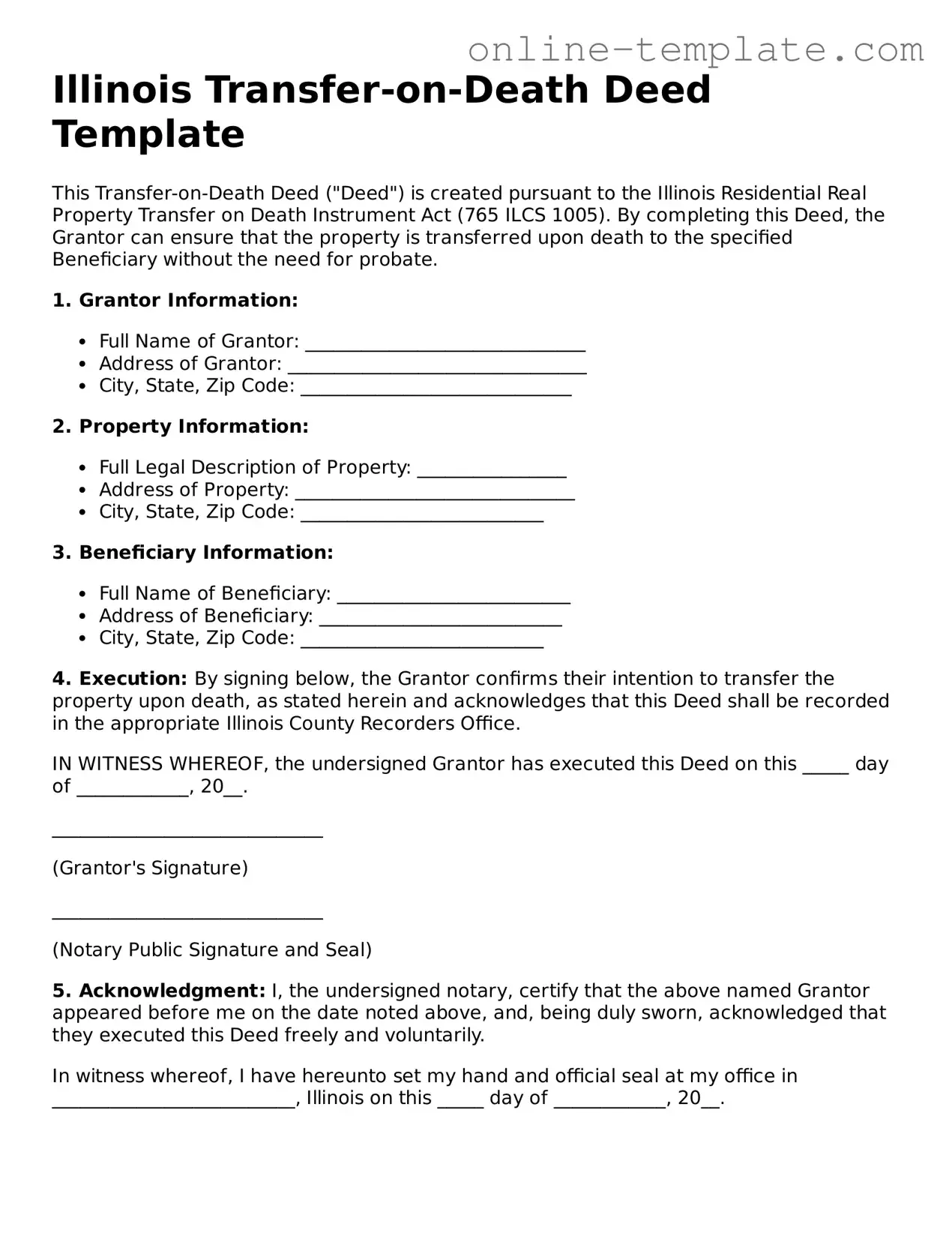 Attorney-Verified  Transfer-on-Death Deed Template for Illinois