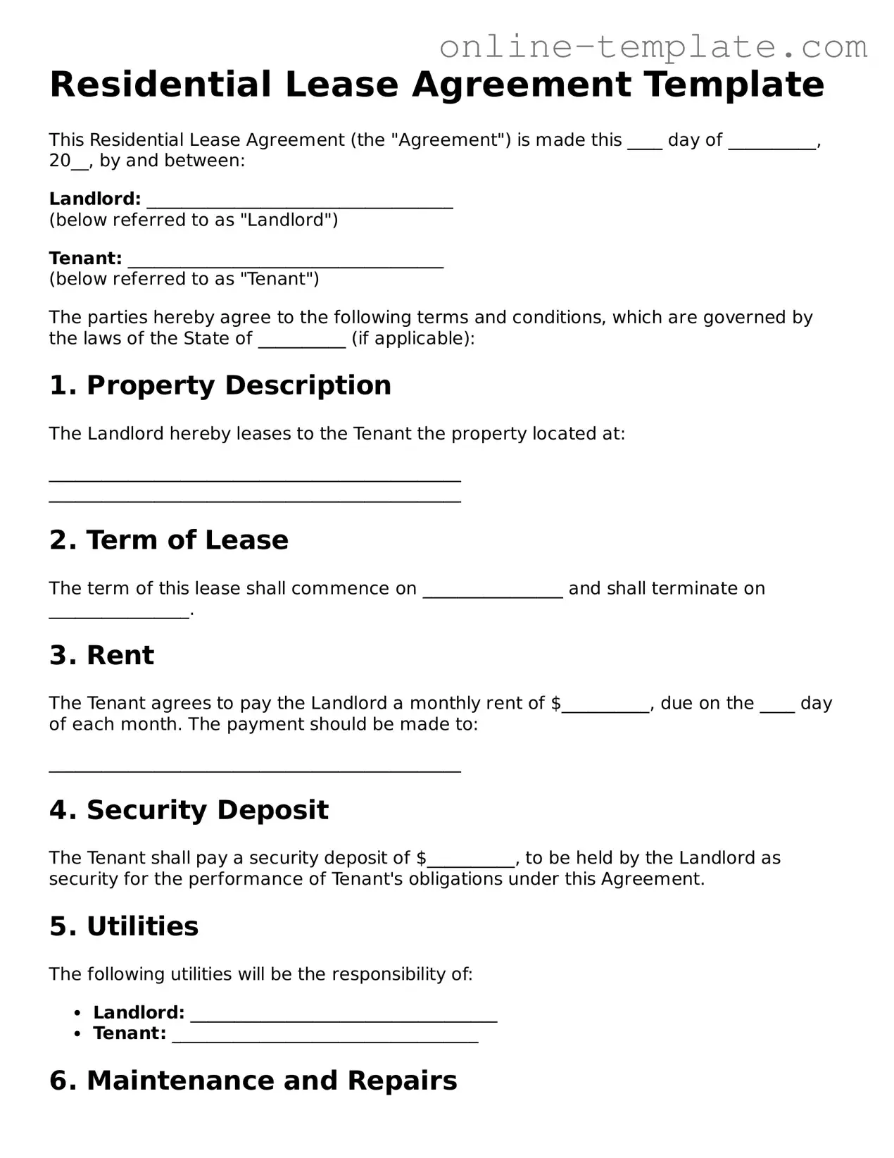 Official Lease Agreement Template