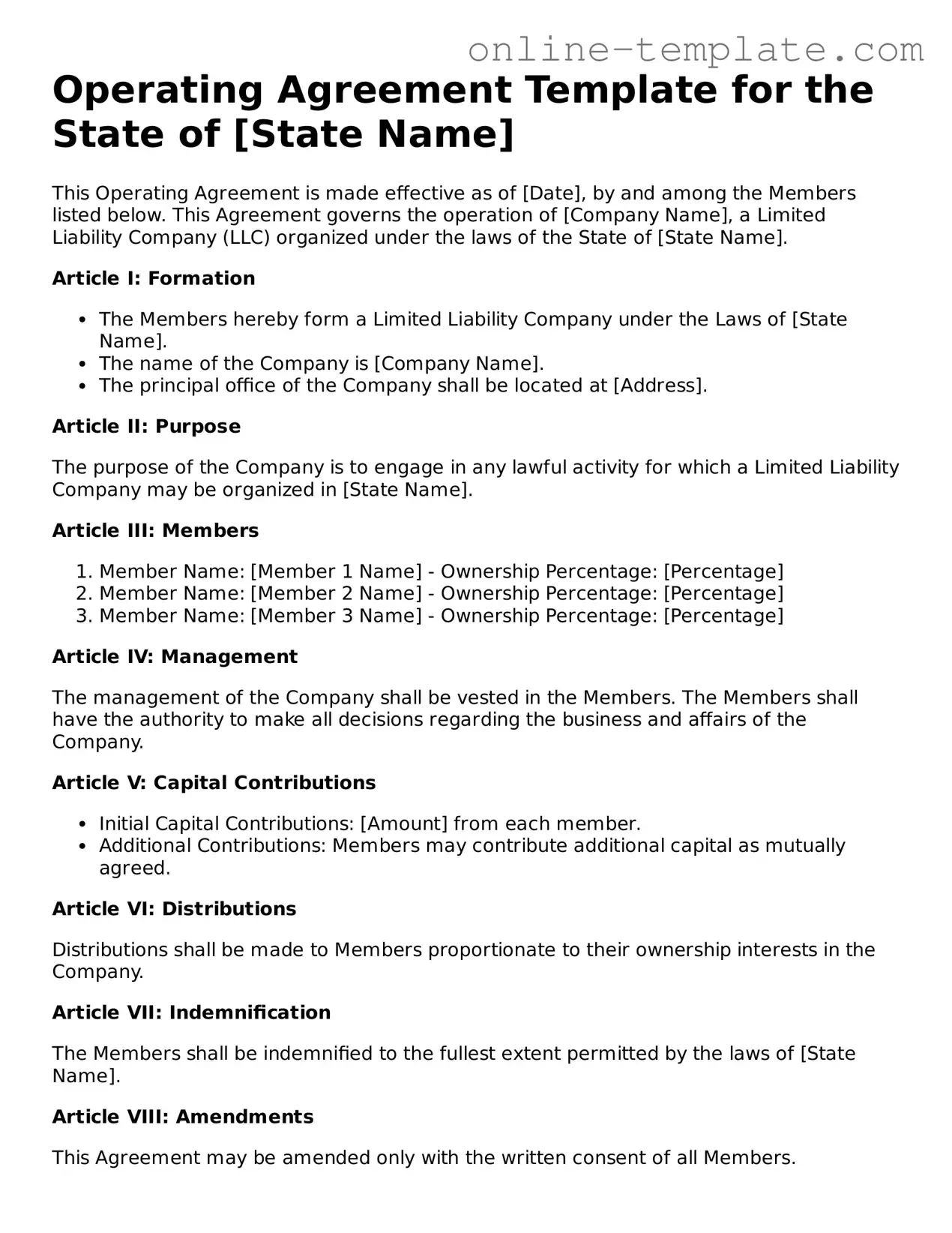 Official Operating Agreement Template
