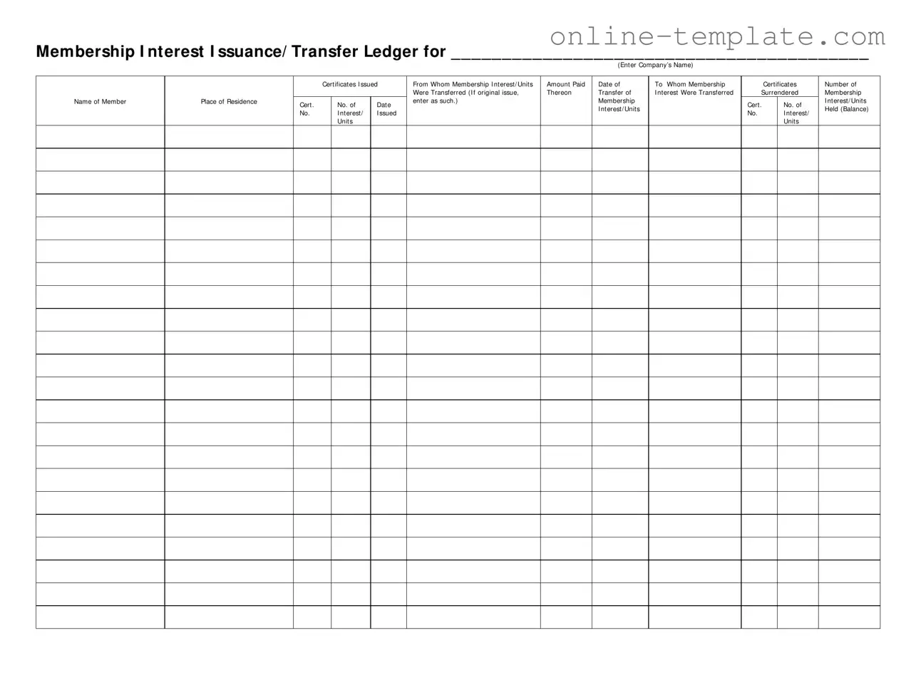 Free Membership Ledger PDF Template