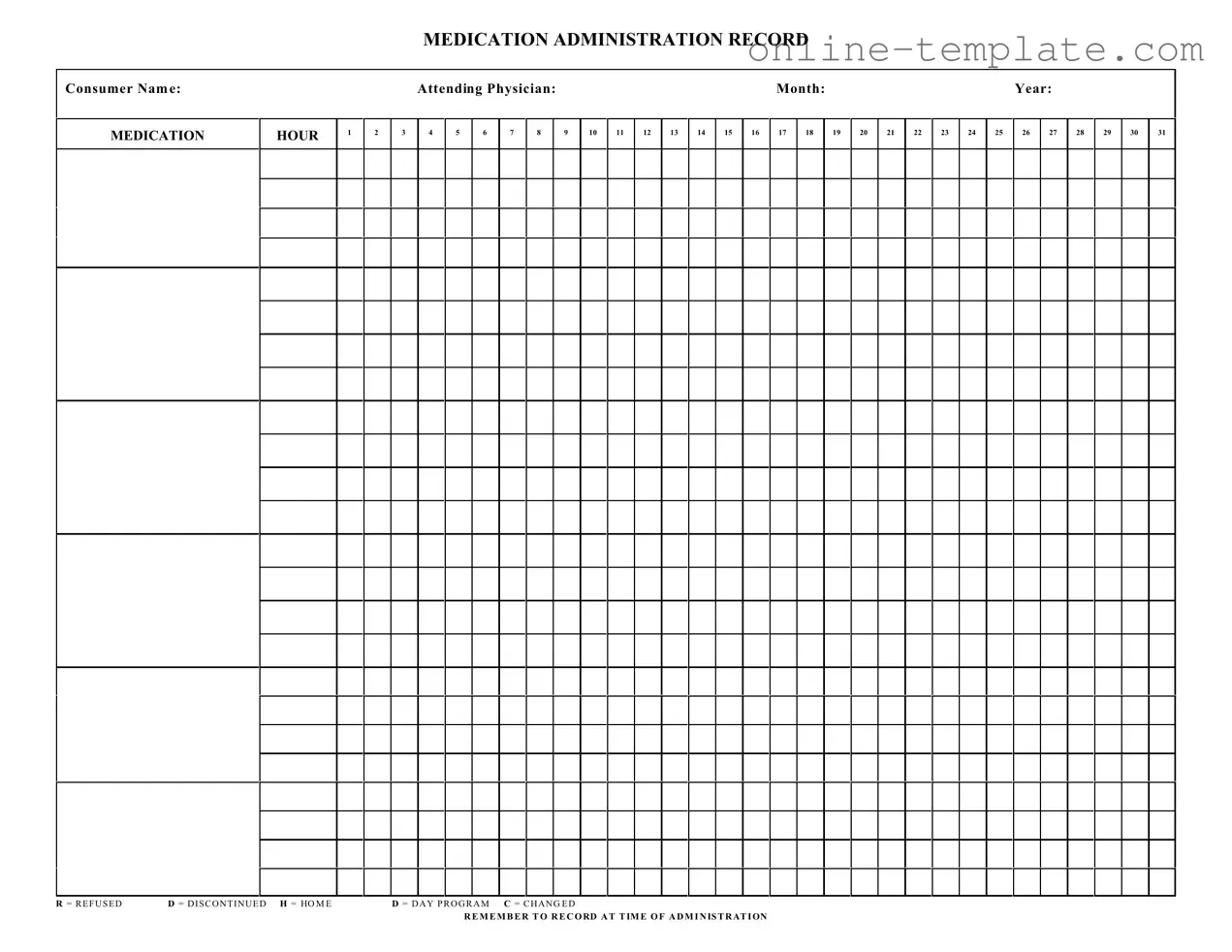 Free Medication Administration Record Sheet PDF Template