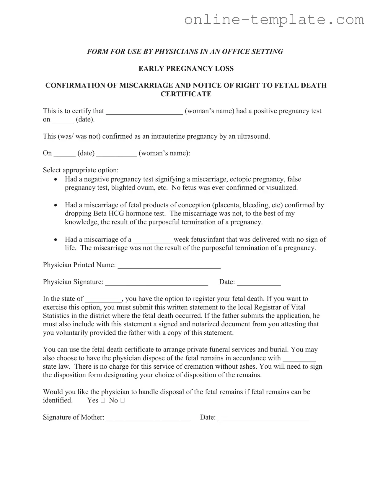 Free Miscarriage Discharge Paper PDF Template