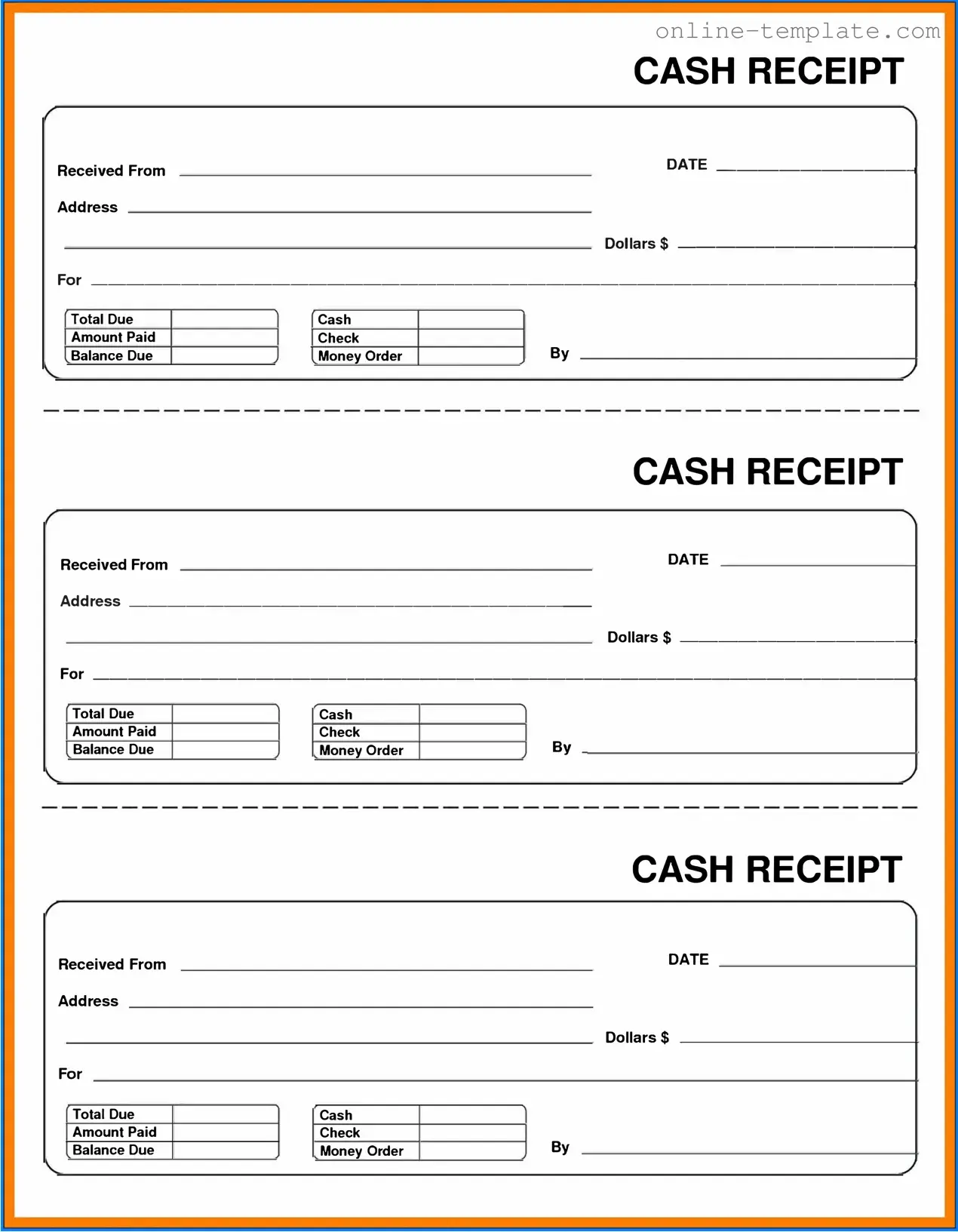 Free Cash Receipt PDF Template