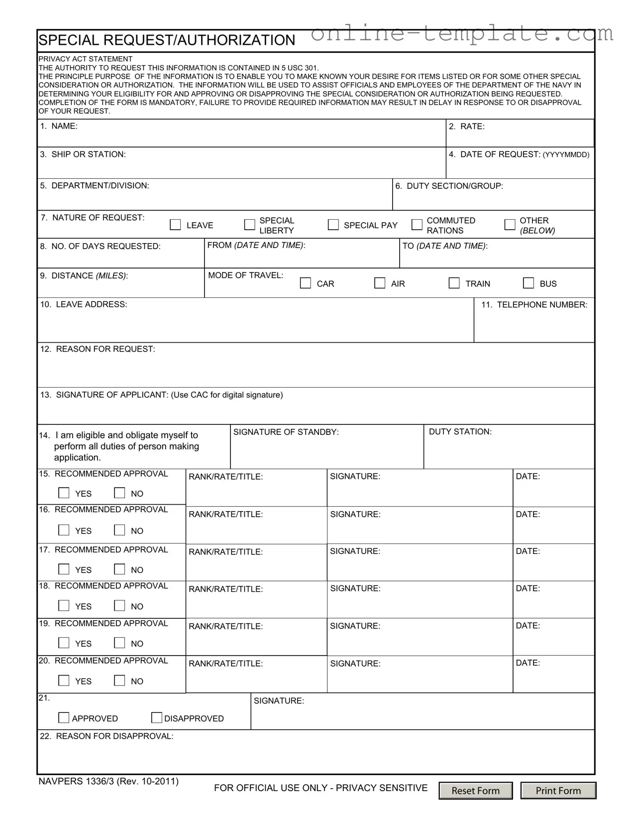 Free Navpers 1336 3 PDF Template