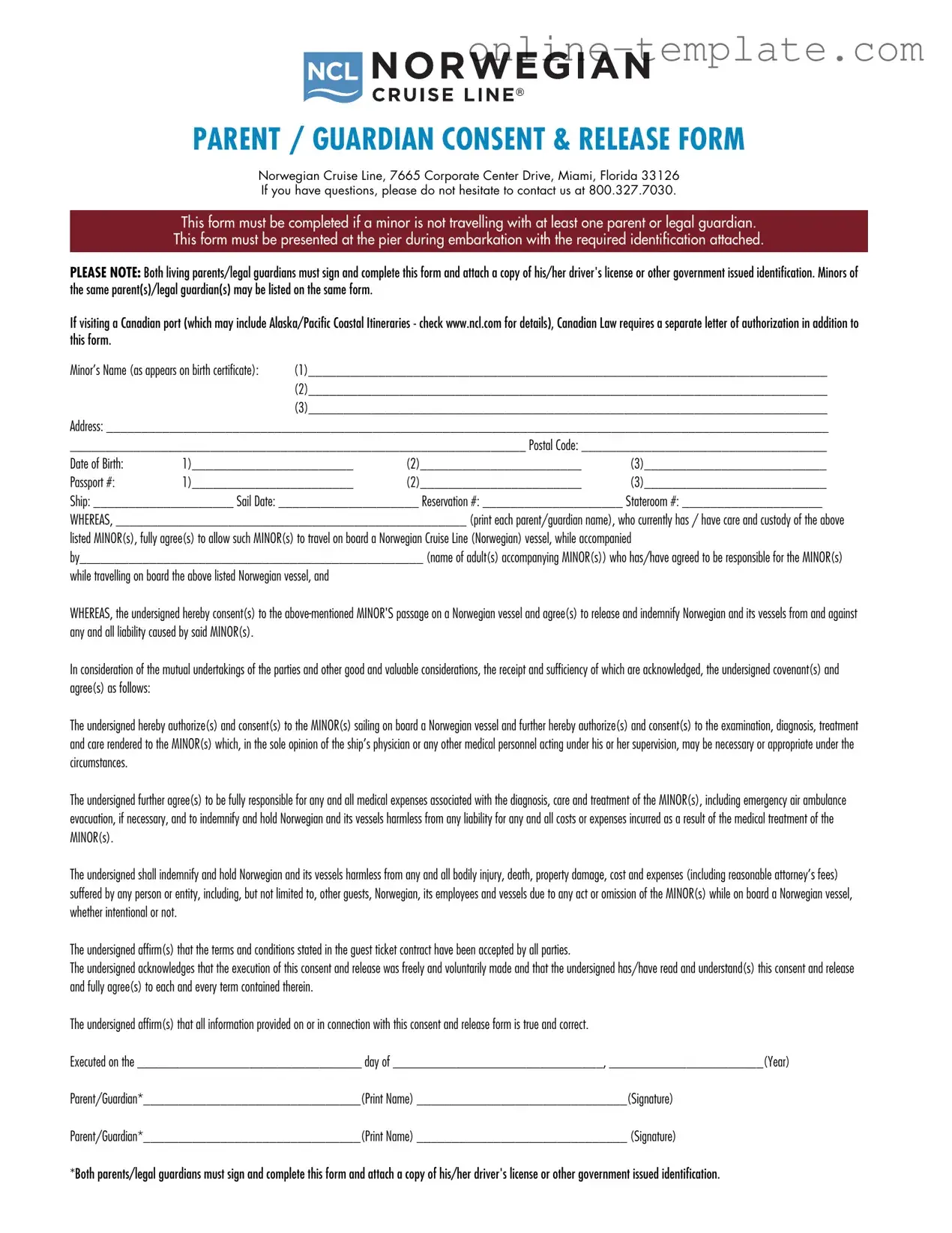 Free NCL Parental Consent PDF Template
