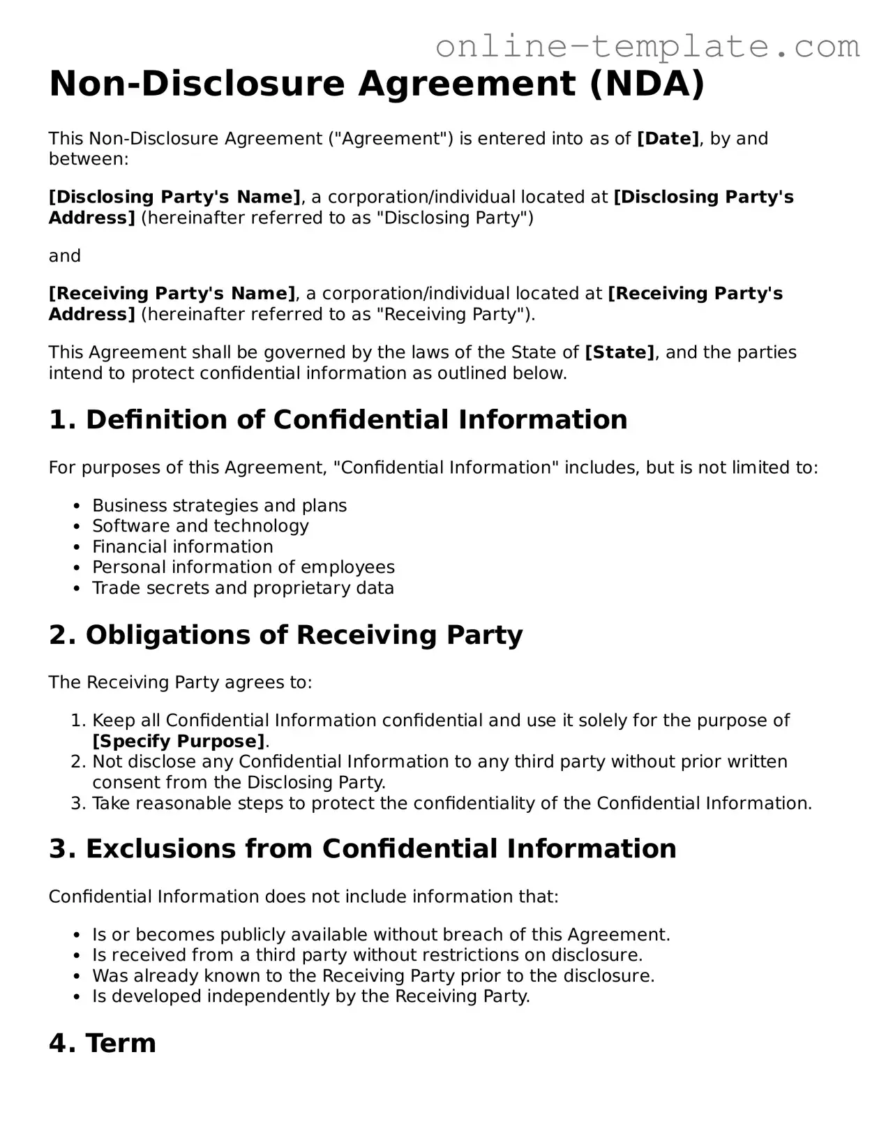 Official Non-disclosure Agreement Template