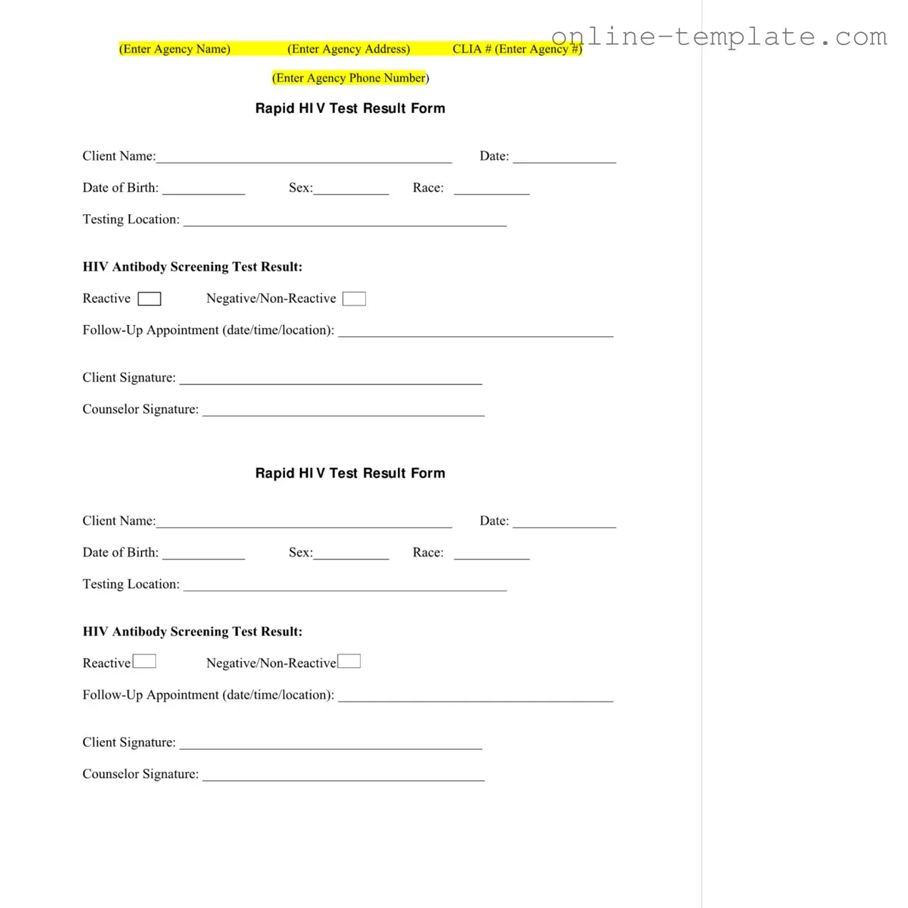 Free Negative Hiv Test PDF Template