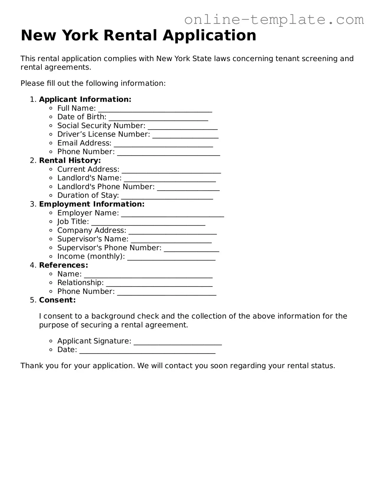 Attorney-Verified  Rental Application Template for New York