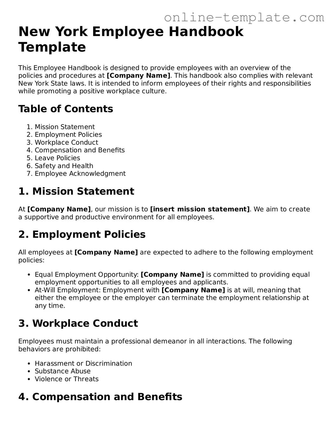 Attorney-Verified  Employee Handbook Template for New York