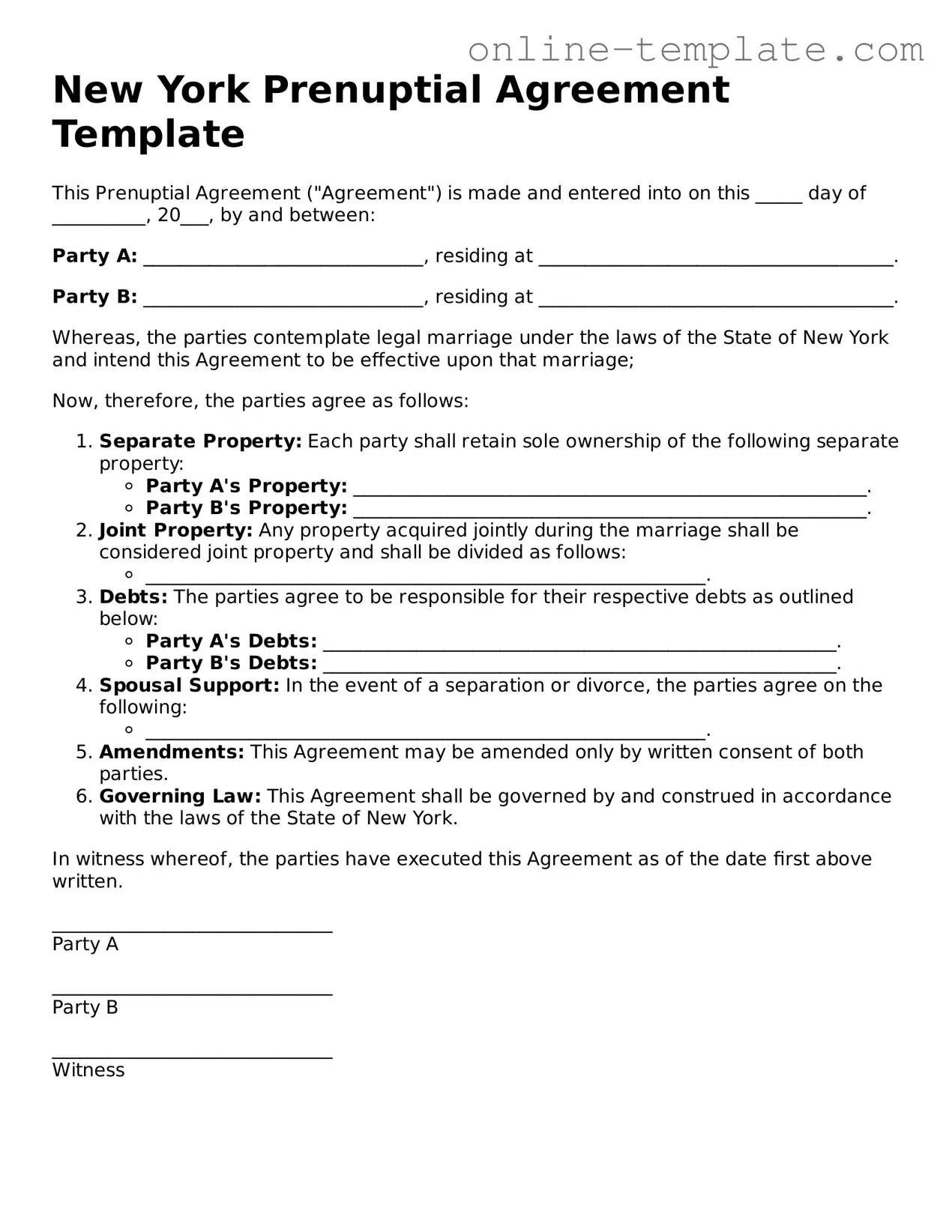 Attorney-Verified  Prenuptial Agreement Template for New York