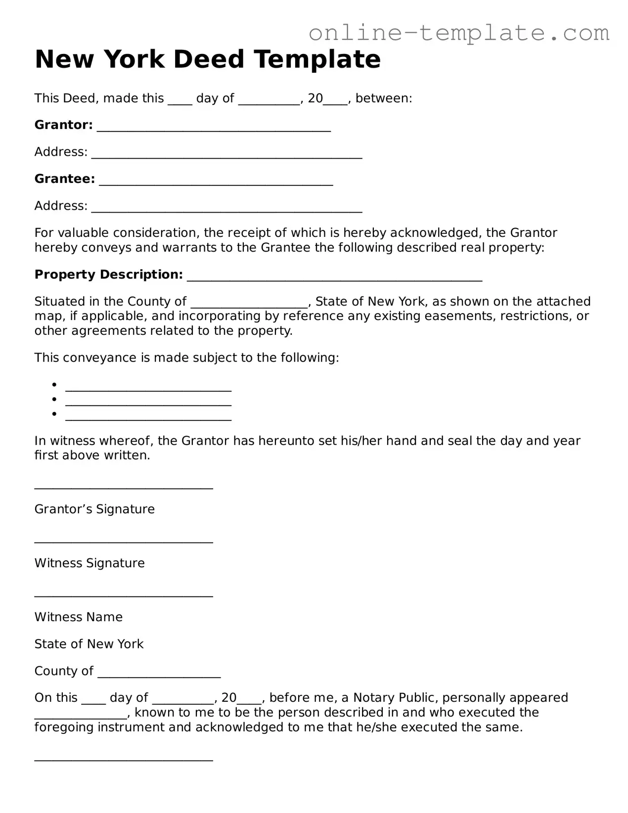 Attorney-Verified  Deed Template for New York