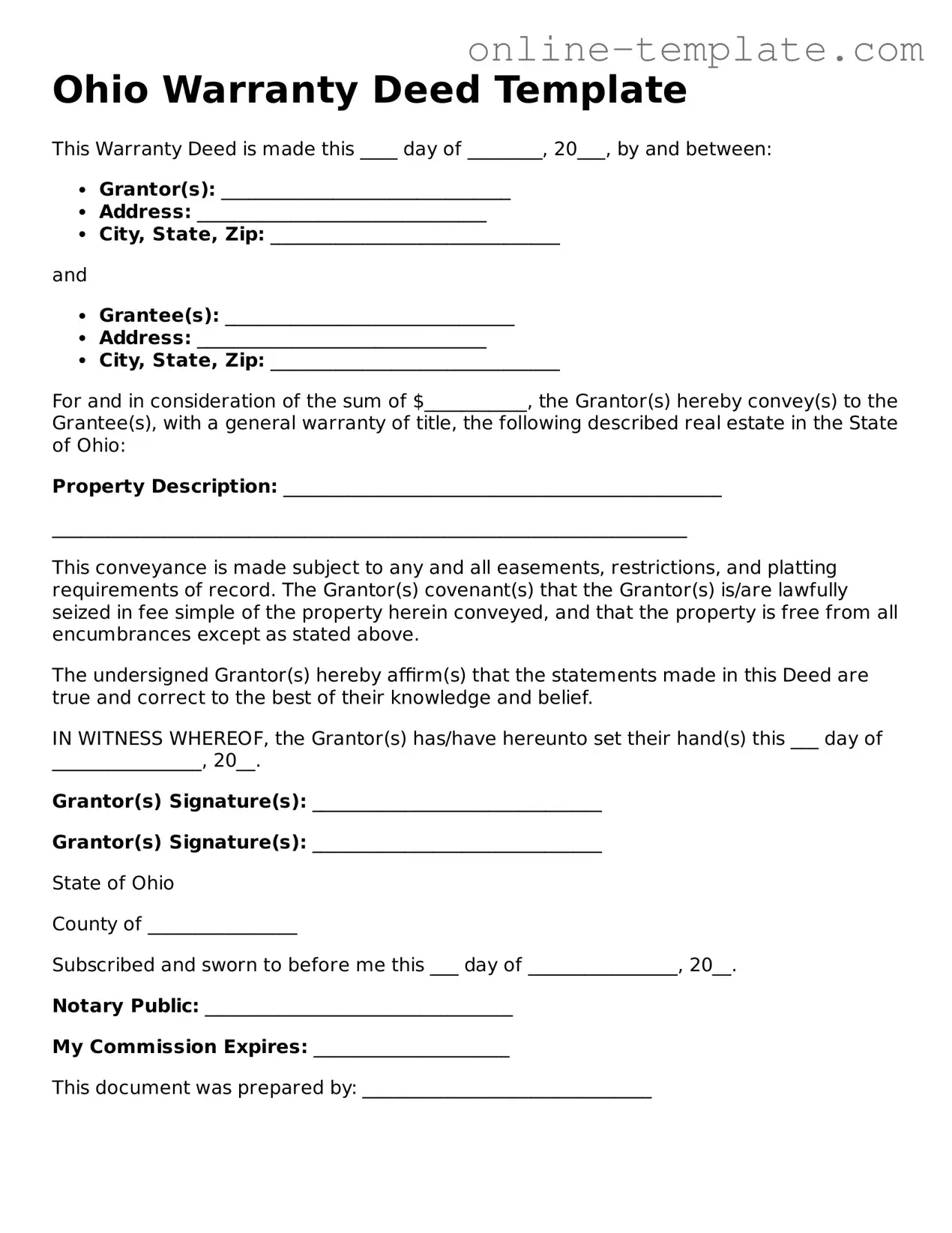Attorney-Verified  Deed Template for Ohio