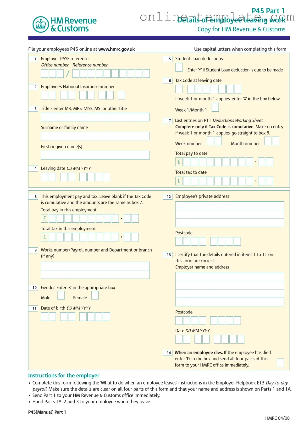 Free P 45 It PDF Template