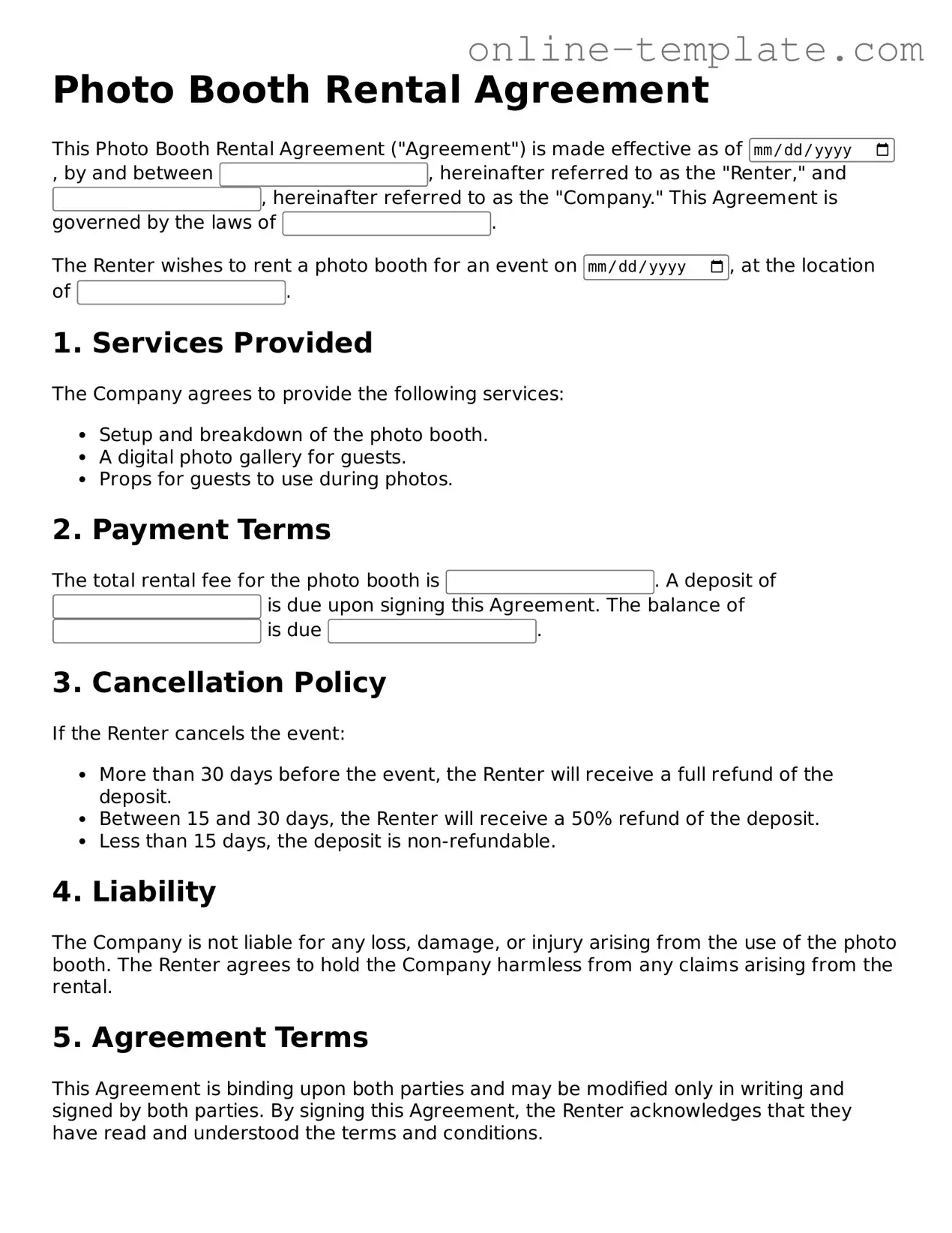 Official Photo Booth Rental Agreement Template