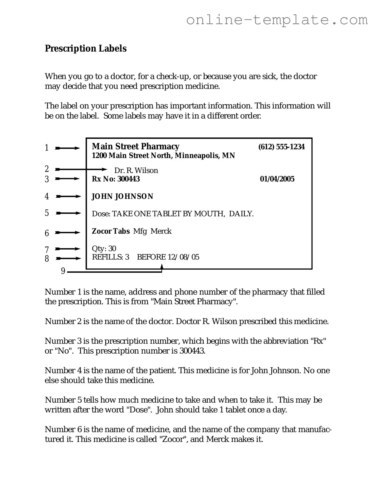 Free Prescription Label PDF Template