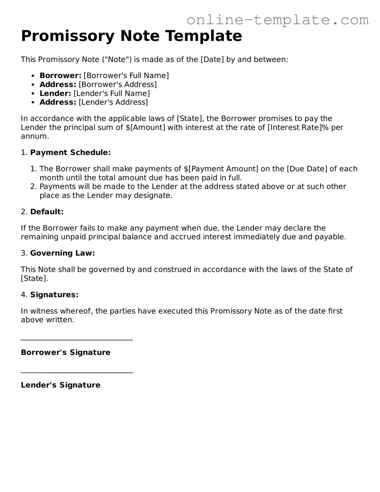 Official Promissory Note Template