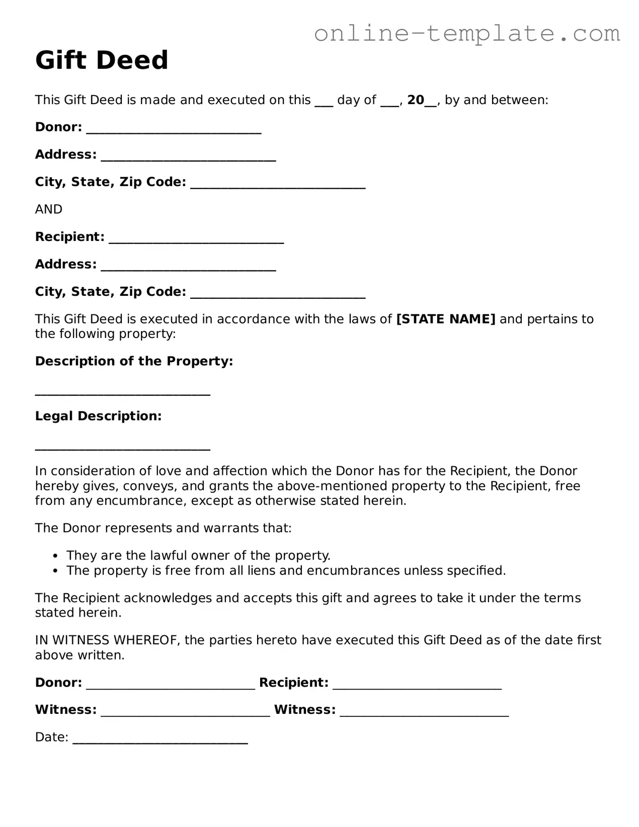 Official Gift Deed Template