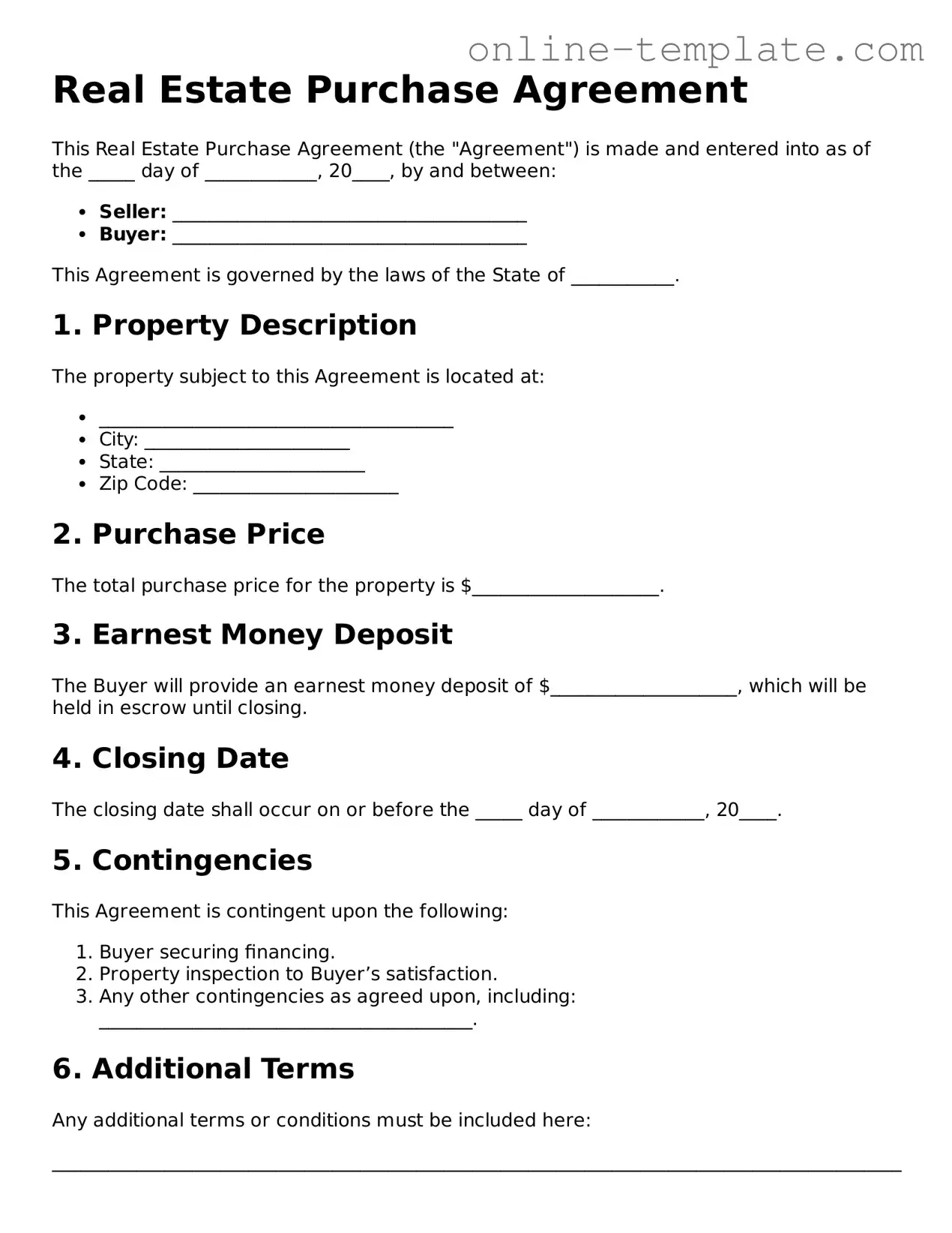 Official Real Estate Purchase Agreement Template